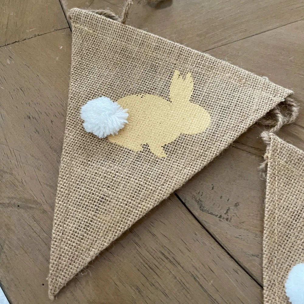 Twos Company Spring bunny Jute banner